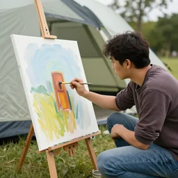 painting a tent