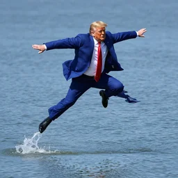 trump jumping on water