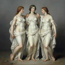 the three graces by michael parkes magic realism, hyper realistic