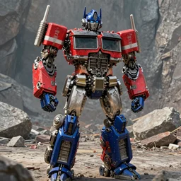 exciting character portrait of optimus prime from transformers 2 0 0 7 standing in a rock quarry, daytime, digital painting, robot, robot made of truck parts, trending on artstation, truck cab chest, concept art, industrial light and magic, industrial light & magic, ilm, substance painter, painted texture maps, good value control, realistic textures, realistically proportioned body