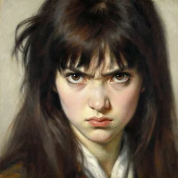 detailed portrait of angry anime girl, painting by gaston bussiere, craig mullins, j. c. leyendecker