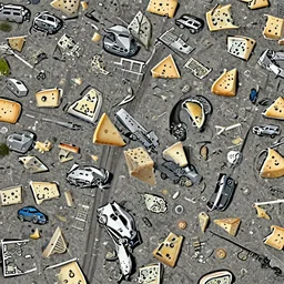 photo of a car accident but the victims are slices of cheese 4k drammatic