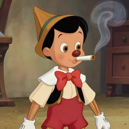 figaro from the animated film pinocchio smoking a joint, cartoon, 4 k