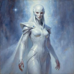 grand admiral thrawn chiss, horror, ethereal, fantasy, space opera, painting by magalie villeneuve