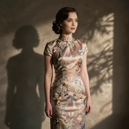 Christina Hendricks with qipao dress,