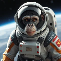a monkey in a space suit, concept art by alex petruk ape, cgsociety, space art, daz 3 d, sci - fi, reimagined by industrial light and magic