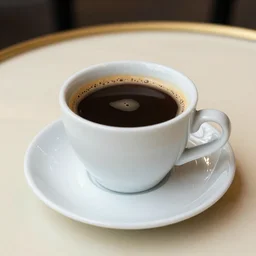 a cup of coffee on a table in a Parisian cafe