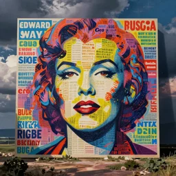 a large multicolored piece of art with a lot of words on it, a pop art painting by Edward Ruscha, shutterstock contest winner, auto-destructive art, dystopian art, creative commons attribution, american propaganda