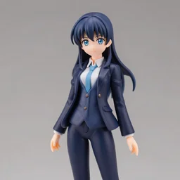 the most beautiful anime figurine of a beautiful agent 4 7, casual elegant suit, blue moe eyes, angelic detail