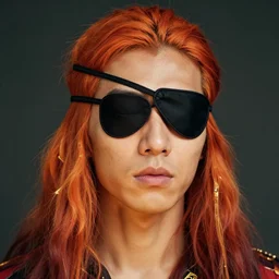 photo of a phoenix wearing an eyepatch