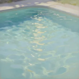 a glistening pool, dramatic lighting, oil painting, pale colors, high detail, 8 k, wide angle, trending on artstation,