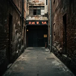 alley behind a dirty nightclub photo
