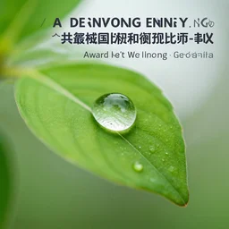 an award winning micro photography of a shining droplet on fresh green leaves, professional lighting