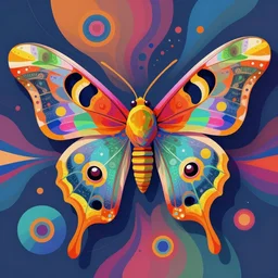a colorful vibrant closeup of an interesting surreal colors moth, dynamic aesthetic dreaming psychedelic, by kawase hasui, moebius, edward hopper and james gilleard, zdzislaw beksinski, steven outram colorful flat surreal design, hd, 8 k, artstation