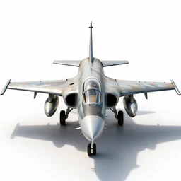 weathered fighter jet, commercial catalog photo, isolated on a pure white background, centered, entire object in frame, sharp focus, soft studio lighting