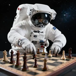 space odyssey astronaut playing chess