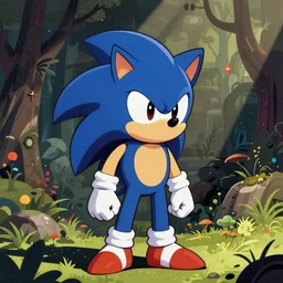 a scifi illustration of a psychedelic sonic the hedgehog flat colors, limited palette in FANTASTIC PLANET La planète sauvage animation by René Laloux