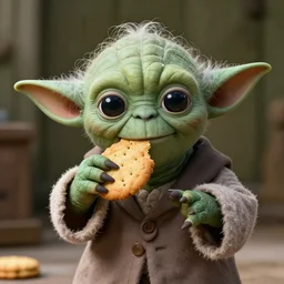 yoda eating biscuits