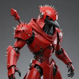 red kon - dam with spiked and long studded droid helmet, style artistically anthropomorphic black bird head. cloaked hood down, zoidberg, dynamic pose. science fiction, portrait by donato giancola and greg rutkowski and wayne. hyper detailed. rendered in 3 0 0 0 cycles. top all time r / imaginarycyberpunk.
