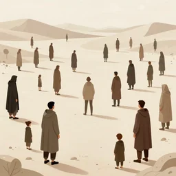 a illustration of market desert with people wearing cloaks, intrincate, by moebius, jean giraud & kilian eng h 1 0 2 4