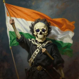 a cinematic dramatic painting of death of indian flag, oil on canvas, by caspar david friedrich, color scheme by tim hildebrandt, by abraham pether, by greg rutkowski, trending on artstation, featured on pixiv, color scheme by simon stalenhag, masterpiece, dramatic composition, brilliant lighting, highly detailed, hd, 8 k