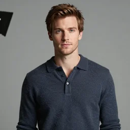 richard iv the roman king, real human wearing cashmere shirt, soft studio lighting, sigma lens photo,