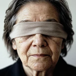 closeup portrait of an old blind lady by Robert Mapplethorpe,
