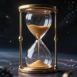 the hourglass of flowing time, in space, dynamic lighting, fantasy concept art, trending on art station, stunning visuals, creative, cinematic, ultra detailed