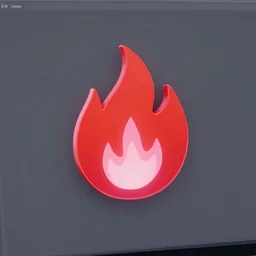 a red and pink logo with a fire symbol on it, a computer rendering by baioken eishun, polycount, superflat, 3 d, ue 5, 3 2 k uhd