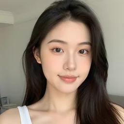 instagram selfie photo of female influencer round face in room as the mona lisa face # photography # nofilter # beauty