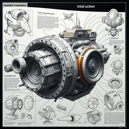 instruction manul of how to build space ship ftl engine, intricate detail, 8 k