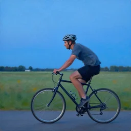 biking, blue sky, summer evening, a painting by kenton nelson