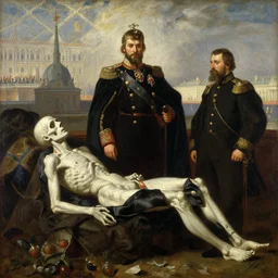 death of the russian tsar. painting by ilya repin and valentin serov and viktor vasnetsov tretiakov gallery
