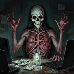 I hacked their organs and held them hostage until they forked over the money. Artstation Horror Scene