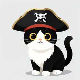 black-white cat as a pirate, digital art, artstation,