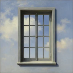 window in the sky, by rene magritte, centered, detailed painting, hd, hq, high resolution, high detail, 4 k, 8 k