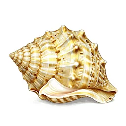 hyper detailed conch shell, hindu god  graphic illsutration ocean life color palette detailed intricate gold linework + otomo, yoshitaka Amano, hiroshi yoshida, moebius, loish, artgerm,  symmetrical and detailed 3d render