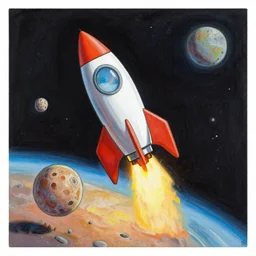 a beautiful painting of a rocket landing on a alien planet by jozsef nepp, cartoon, comic