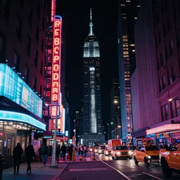 new york city at night, neon