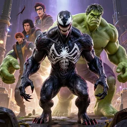 highly detailed portrait symbiote venong merged with hulk gta v, stephen bliss, unreal engine, fantasy art by greg rutkowski, loish, rhads, ferdinand knab, makoto shinkai and lois van baarle, ilya kuvshinov, rossdraws, tom bagshaw, global illumination, radiant light, detailed and intricate environment
