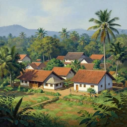 Mysteriuos kerala village,  very coherent, painted by Edward Hopper, Wayne Barlowe, painted by James Gilleard, airbrush,  art by JamesJean