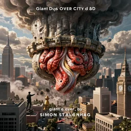 giant diarrhea over city by simon stalenhag, d & d, fantasy, digital painting, unreal engine 5, photorealism, hd quality, 8 k resolution, cinema 4 d, 3 d, cinematic, professional photography, art by artgerm and greg rutkowski and alphonse mucha and loish and wlop
