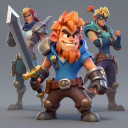 beautiful highly detailed realistic stylized portrait of a small wacky guy with a sword, team fortress 2, fortnite, torchlight, heartstone, detailed character art, portrait, trending on artstation