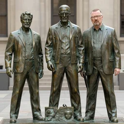 jesse pinkman and walter white transformed into inanimate bronze statues
