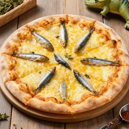 marshmallow pizza with extra sardines, product picture, dinos pizza