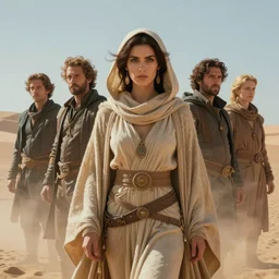 beautiful exotic female fremen on dune, by edgar maxence artgerm ross tran and michael whelan and gustav klimpt