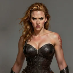 angry muscular scarlett johansson as riddick in chronicles of riddick ( 2 0 0 4 ) movie, d & d, fantasy, intricate, elegant, highly detailed, digital painting, artstation, concept art, smooth, sharp focus, illustration, art by artgerm and greg rutkowski and alphonse mucha