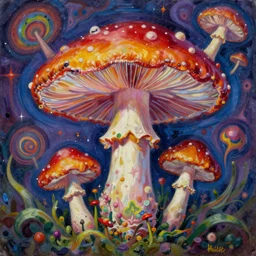 magic mushroom, ilya kuvshinov, john singer sargent, trending on artstation, oil painting, psychedelic, intricate
