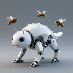 photo of cybermorphic robotic animal Phosphorite creatures bees robotics advanced cybernetics Smart bionicle give structure Unreale engine Vray organism biomimmicry exoskeleton Biomorph hydraulics trending on behance visualisation industrial design trending on artstation
