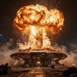 a sci fi base exploding due to a failed experiement, award winning, trending on artstation, unreal engine